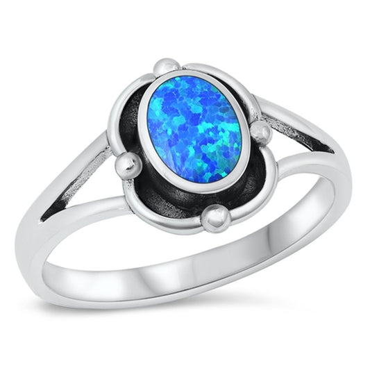 Sterling Silver Blue Lab Opal Ring