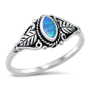 Marquise Blue Lab Opal Cute Ring New .925 Sterling Silver Bali Band Sizes 4-10