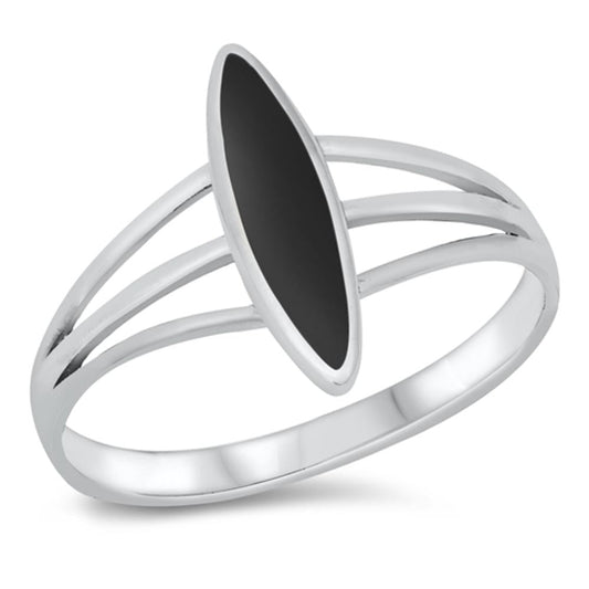 Marquise Black Onyx Fashion Love Ring New .925 Sterling Silver Band Sizes 5-12