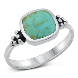 Simple Dots Turquoise Cute Ring New .925 Sterling Silver Band Sizes 6-13