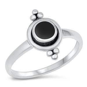 Round Bali Black Onyx Fashion Ring New .925 Sterling Silver Band Sizes 4-10