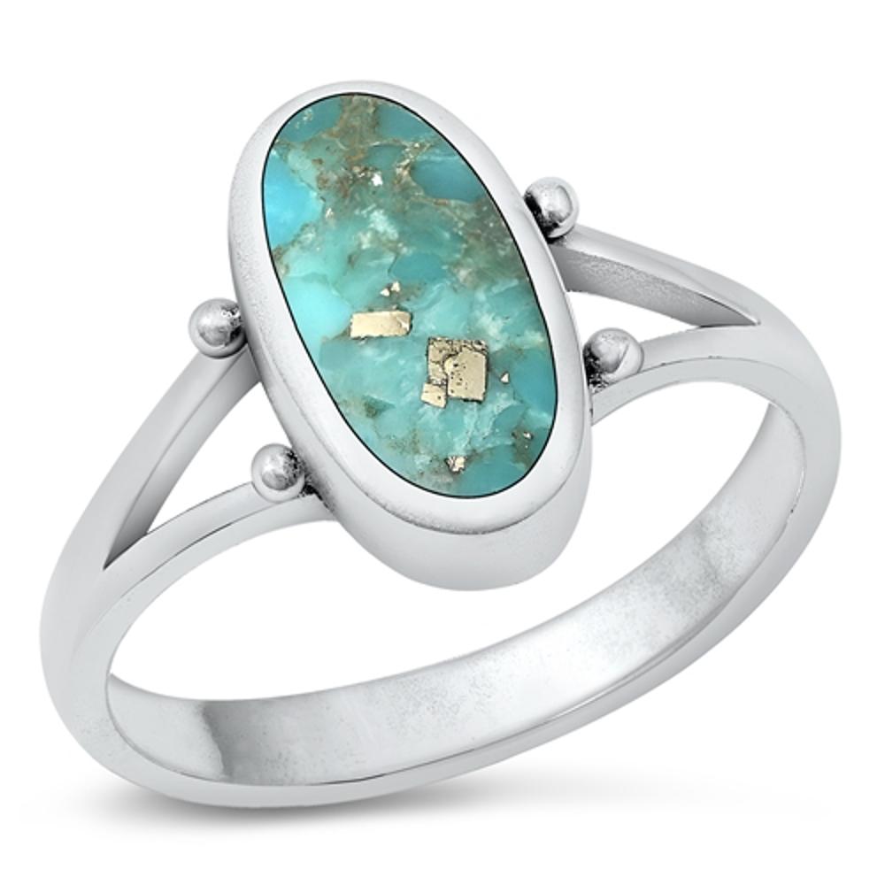 Boho Fashion Turquoise Fashion Ring New .925 Sterling Silver Band Sizes 4-10