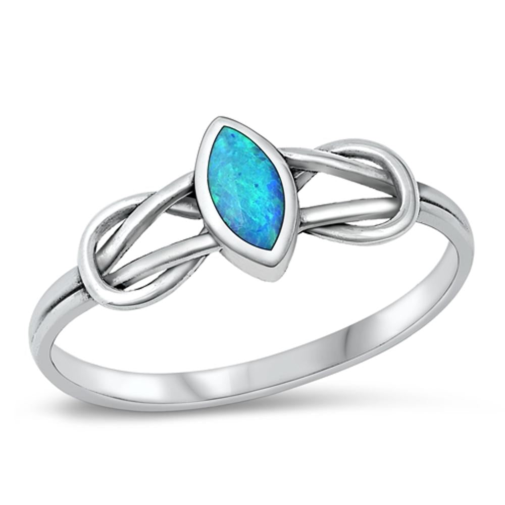 Sterling Silver Blue Lab Opal Knot Ring