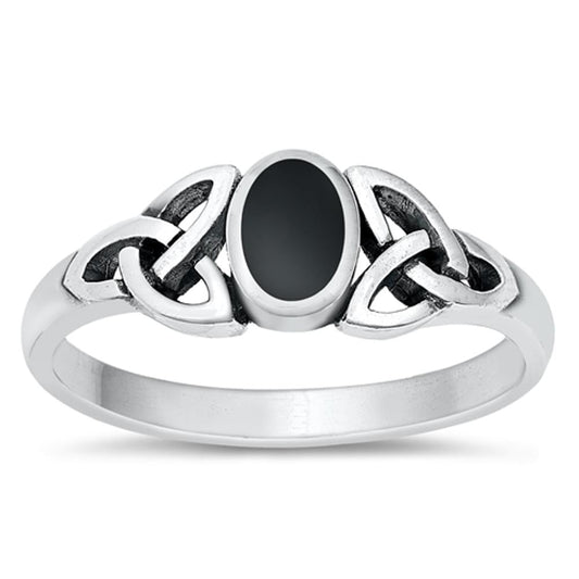 Sterling Silver Black Onyx Celtic Knot Ring