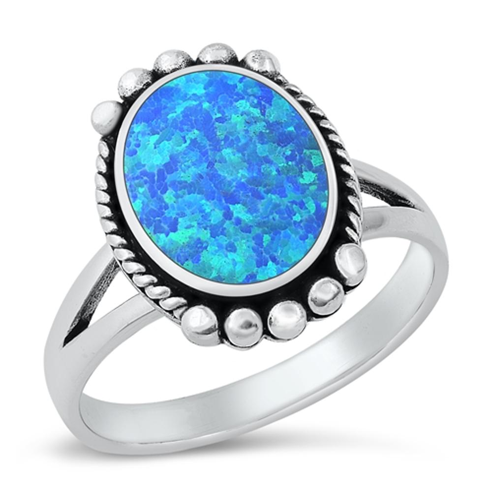 Sterling Silver Blue Lab Opal Ring