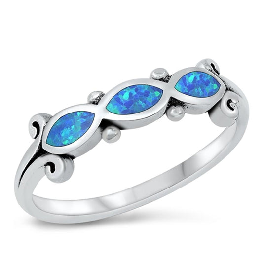 Sterling Silver Blue Lab Opal Ring