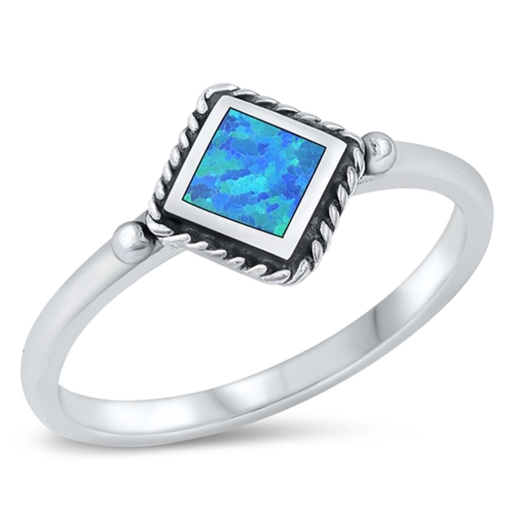 Sterling Silver Blue Lab Opal Ring