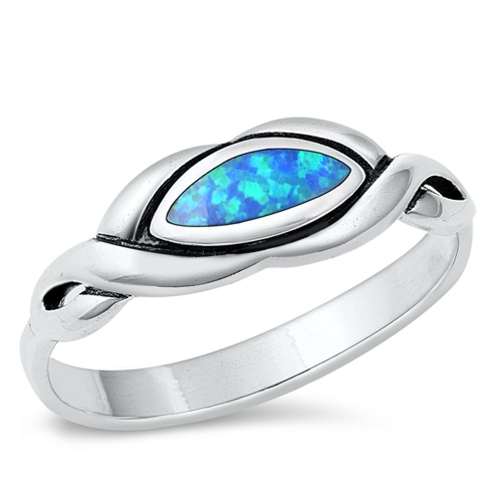 Sterling Silver Blue Lab Opal Ring