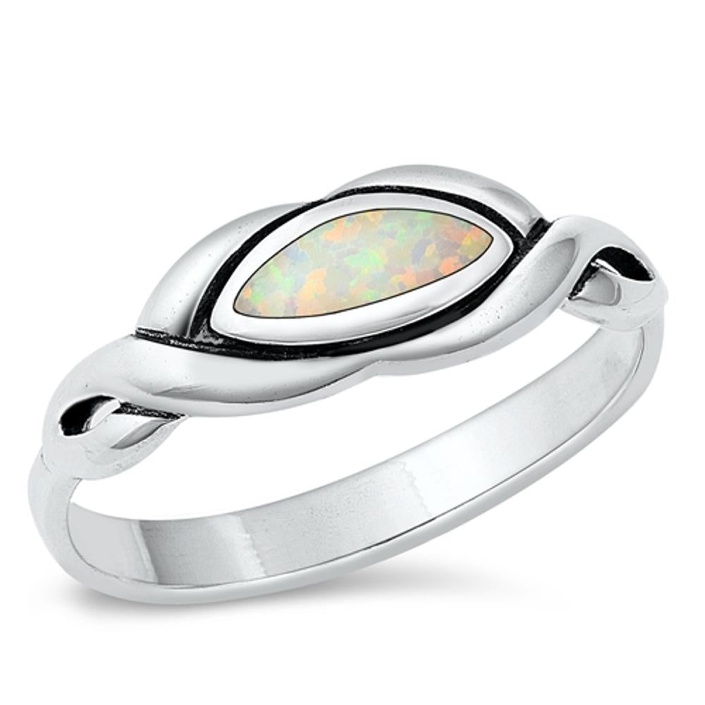 Sterling Silver White Lab Opal Knot Ring