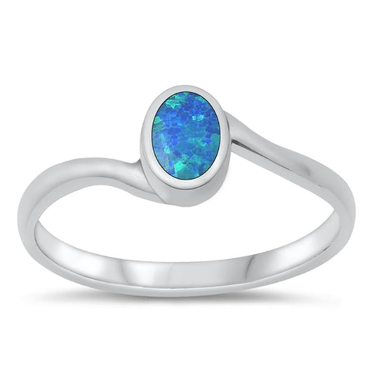 Sterling Silver Blue Lab Opal Ring