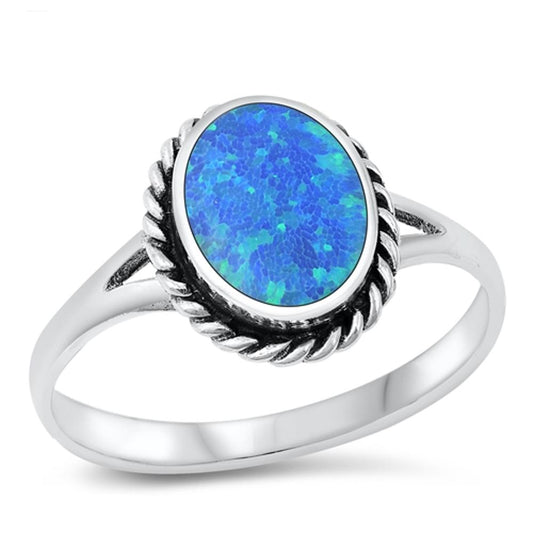 Sterling Silver Blue Lab Opal Ring