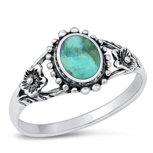 Sterling Silver Turquoise Bali Ring