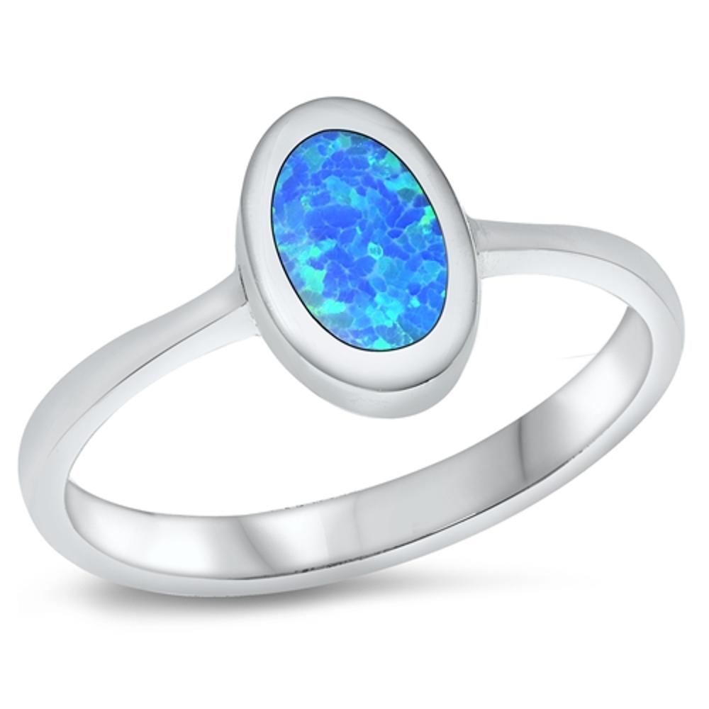 Sterling Silver Blue Lab Opal Ring