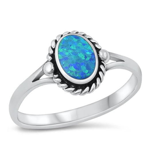 Sterling Silver Blue Lab Opal Ring