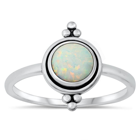 Sterling Silver White Lab Opal Ring