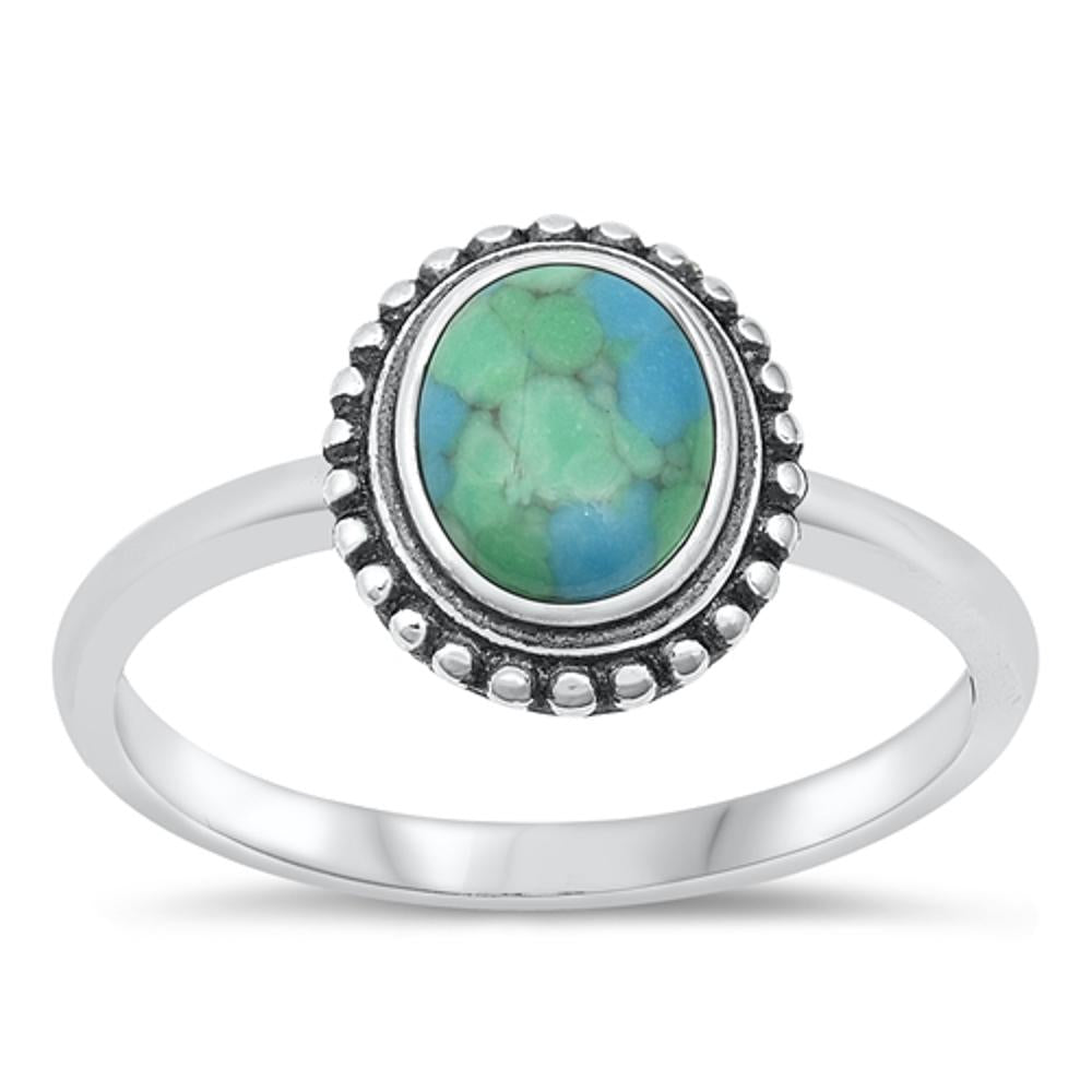 Sterling Silver Turquoise Bali Ring