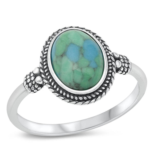 Sterling Silver Turquoise Bali Ring