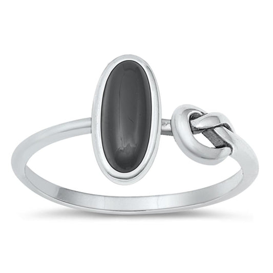 Sterling Silver Black Onyx Knot Ring