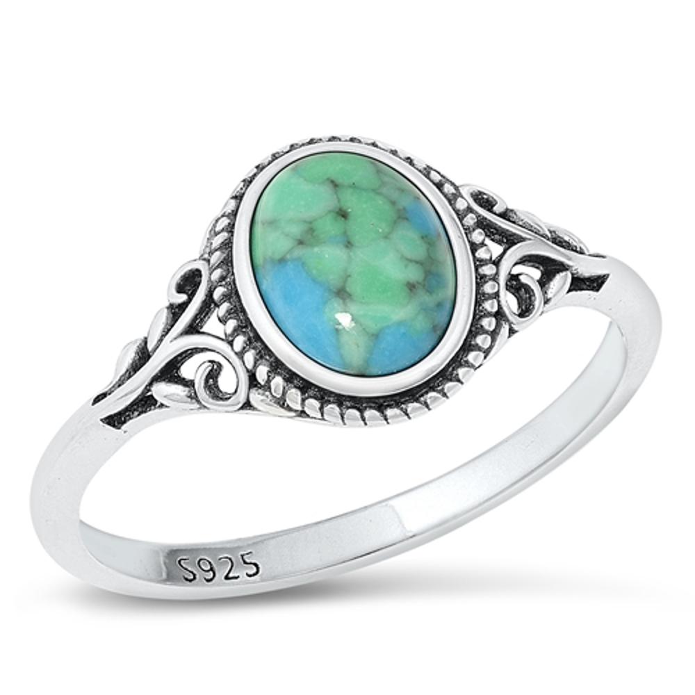 Sterling Silver Turquoise Bali Ring