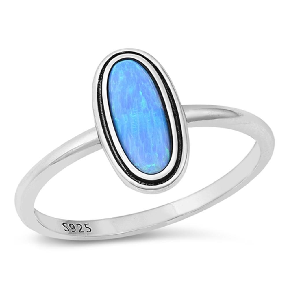 Sterling Silver Blue Lab Opal Ring