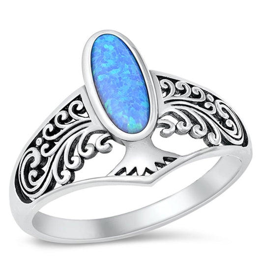 Sterling Silver Blue Lab Opal Ring