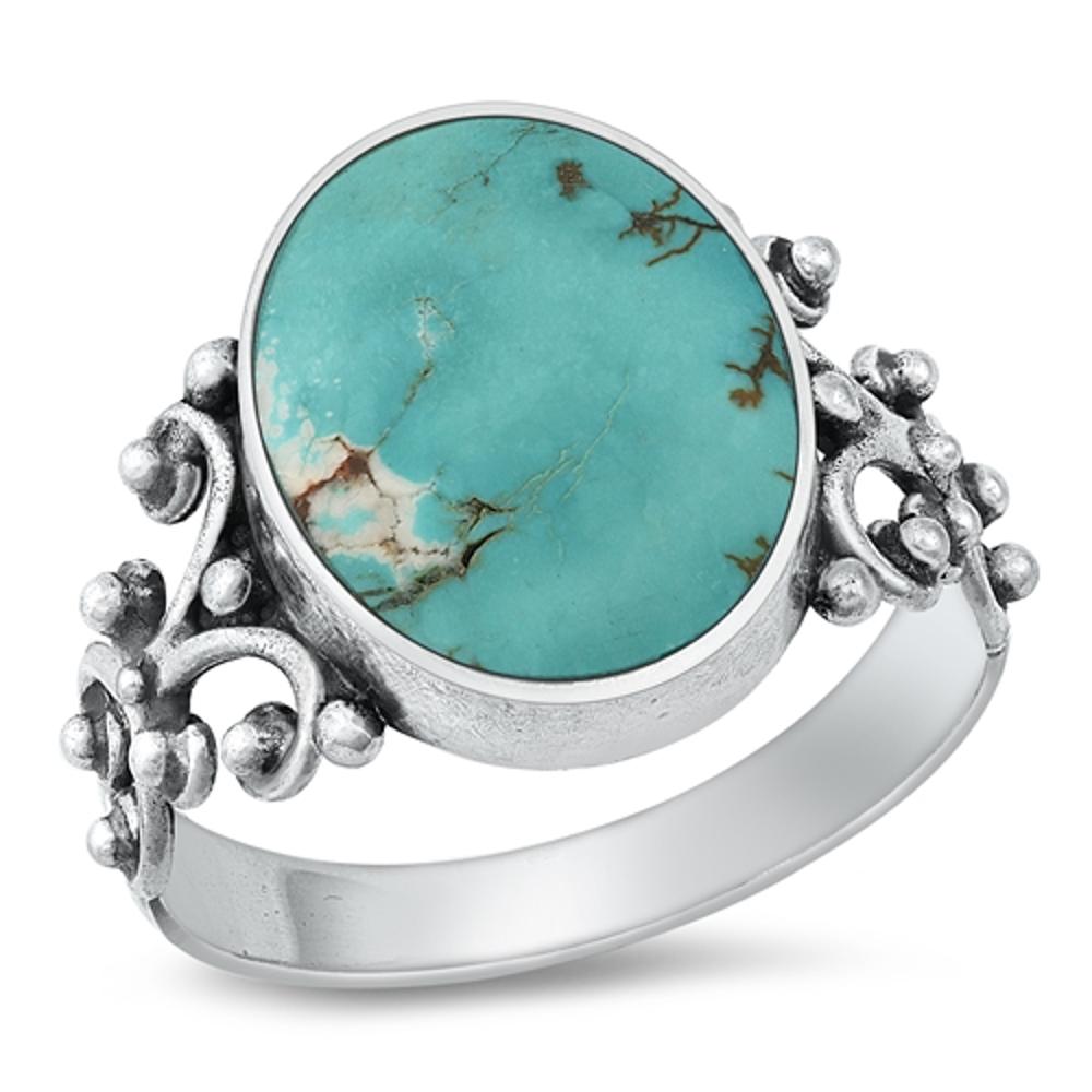 Sterling Silver Turquoise Bali Ring