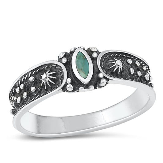 Sterling Silver Turquoise Bali Ring