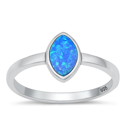 Sterling Silver Blue Lab Opal Marquise Ring