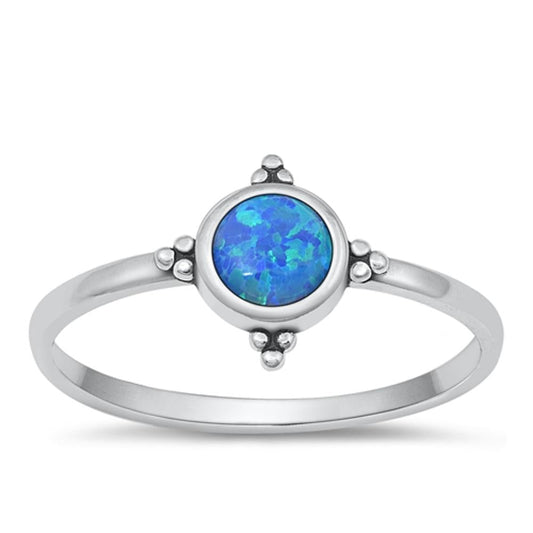 Sterling Silver Blue Lab Opal Bali Ring