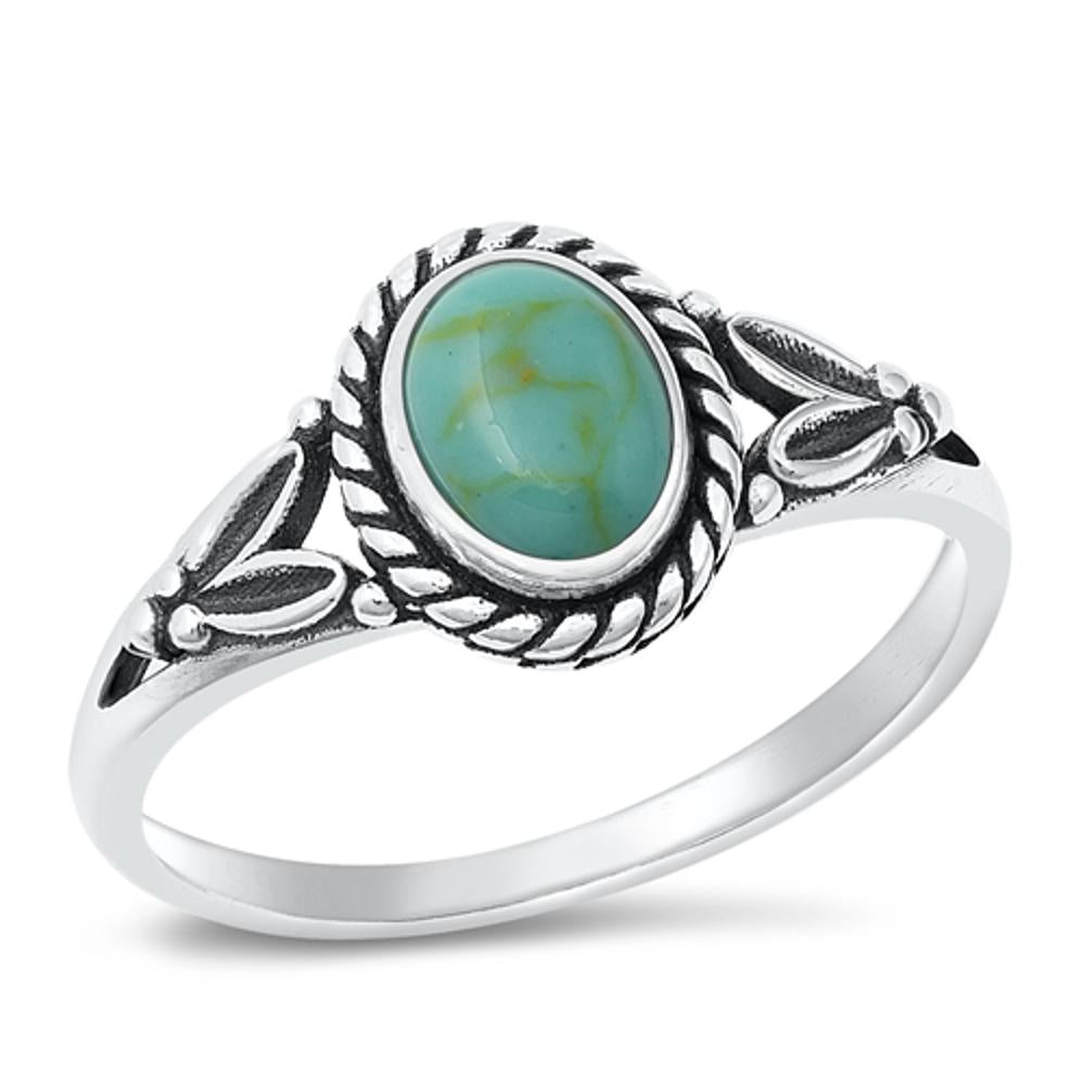 Sterling Silver Turquoise Bali Ring