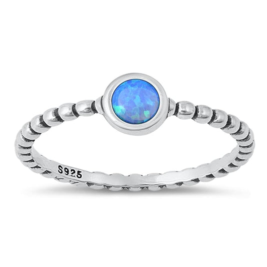 Sterling Silver Blue Lab Opal Ring