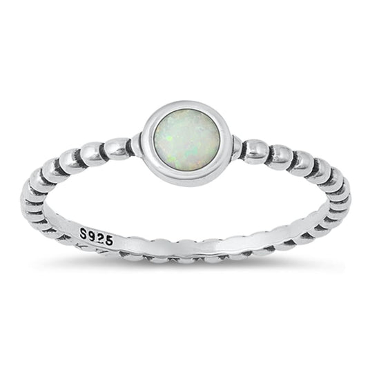 Sterling Silver White Lab Opal Ring