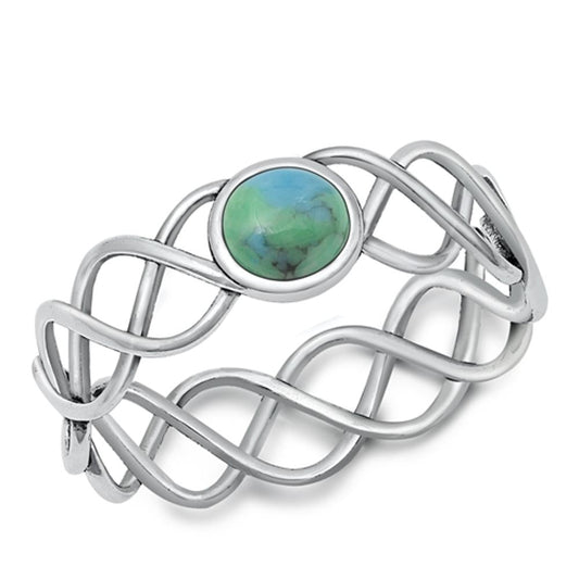 Sterling Silver Turquoise Criss Cross Helix Ring