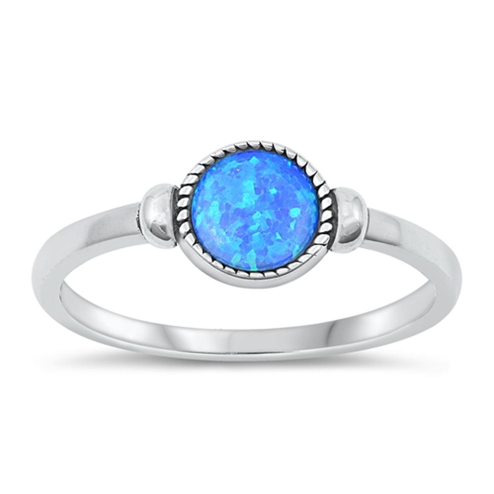 Sterling Silver Blue Lab Opal Ring