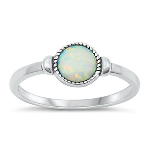 Sterling Silver White Lab Opal Ring