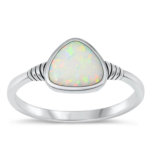 Sterling Silver White Lab Opal Ring