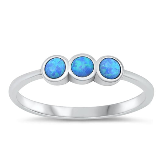 Sterling Silver Blue Lab Opal Trinity Ring