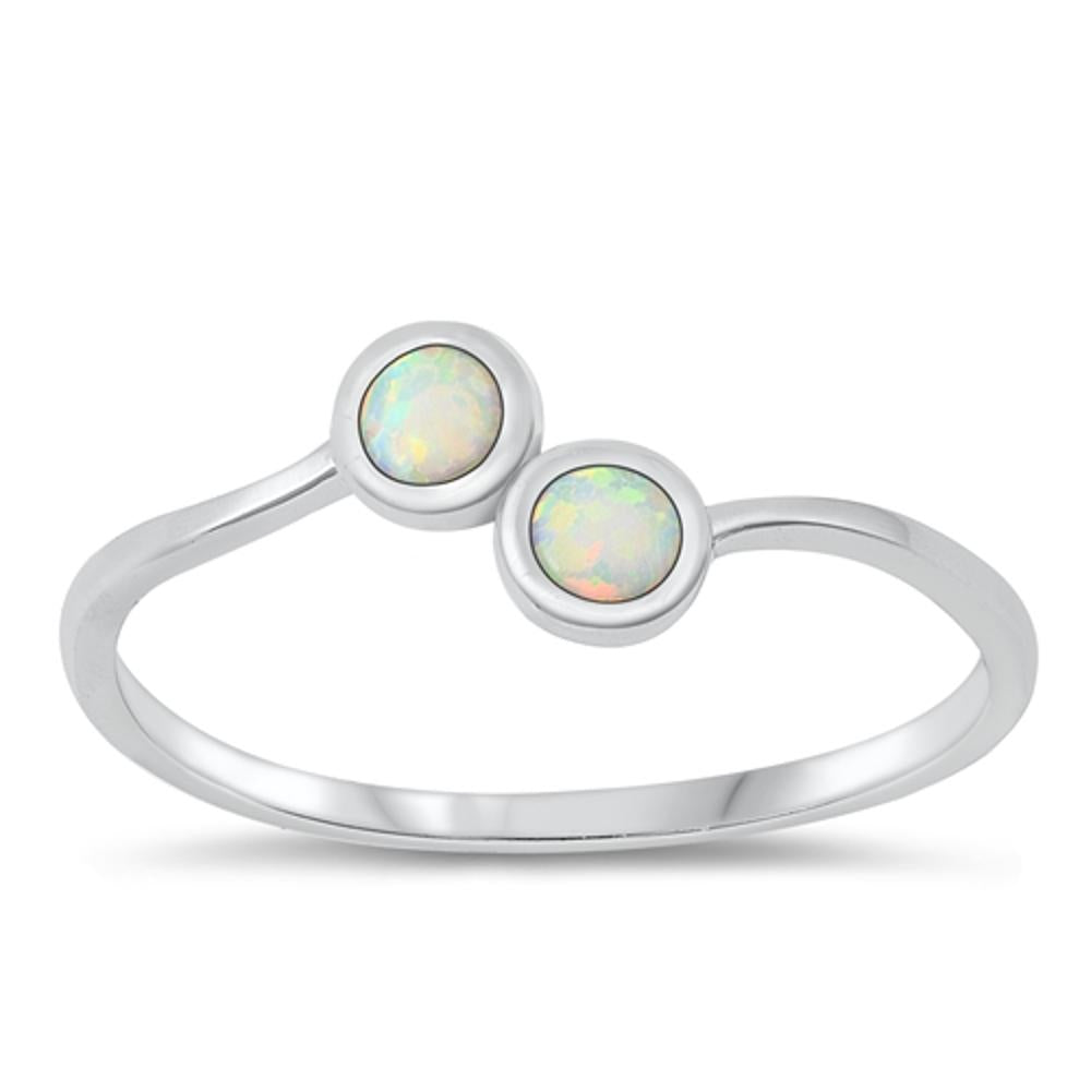 Sterling Silver White Lab Opal Ring