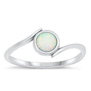 Sterling Silver White Lab Opal Ring