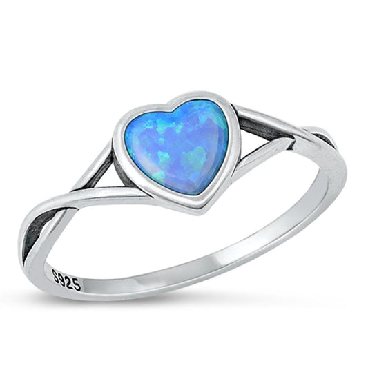 Sterling Silver Blue Lab Opal Infinity Heart Ring