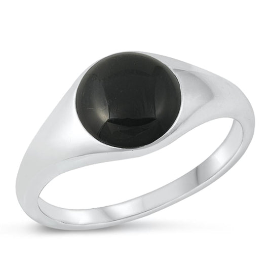 Sterling Silver Black Agate Signet Ring