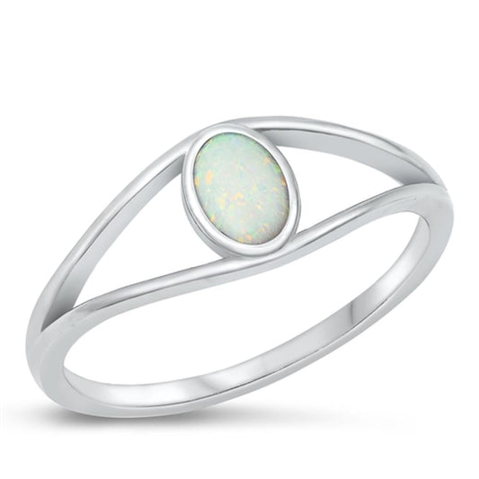 Sterling Silver White Lab Opal Ring