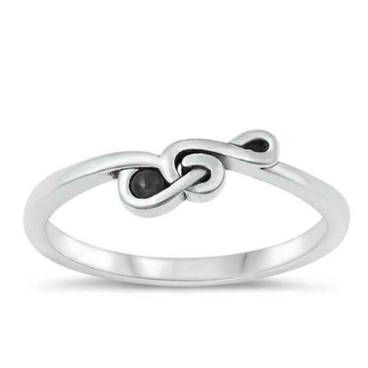 Sterling Silver Black Agate Music Note Ring