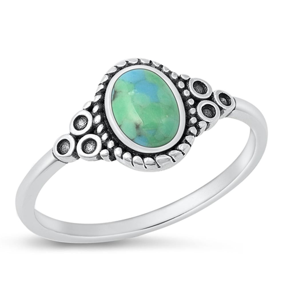 Sterling Silver Turquoise Bali Ring