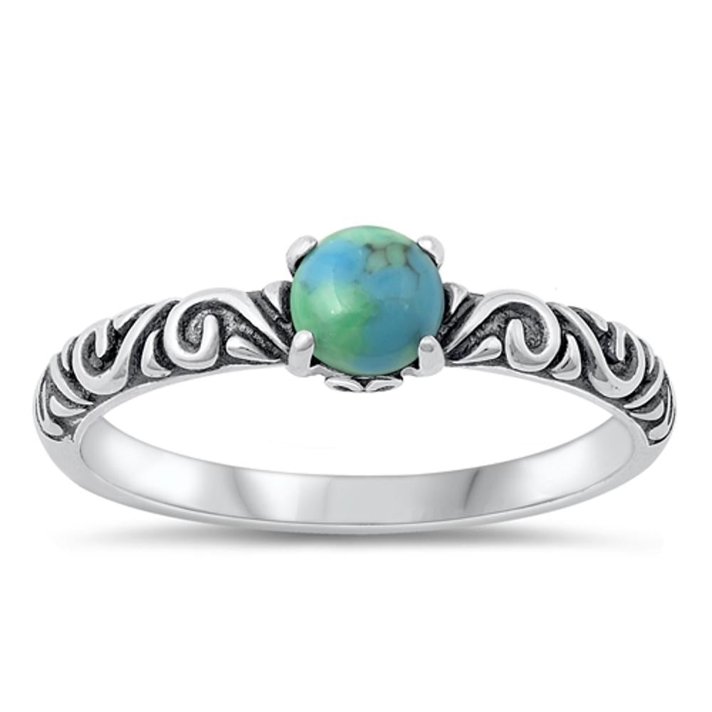 Sterling Silver Turquoise Bali Ring