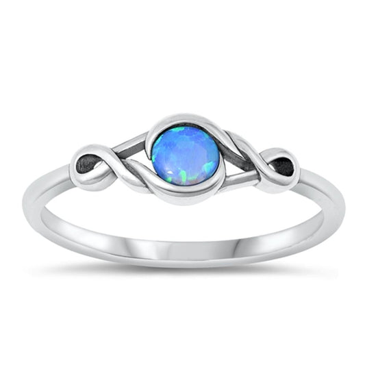 Sterling Silver Blue Lab Opal Infinity Ring