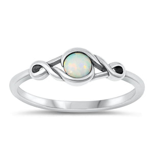 Sterling Silver White Lab Opal Infinity Ring