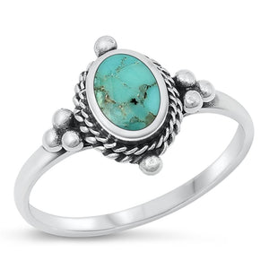 Sterling Silver Turquoise Bali Ring