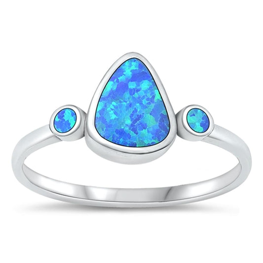 Sterling Silver Blue Lab Opal Pear Ring