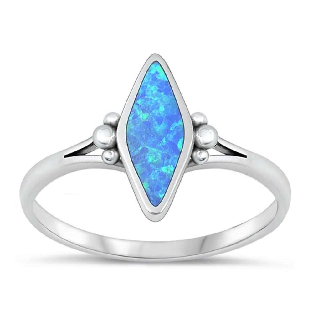 Sterling Silver Blue Lab Opal Marquise Ring